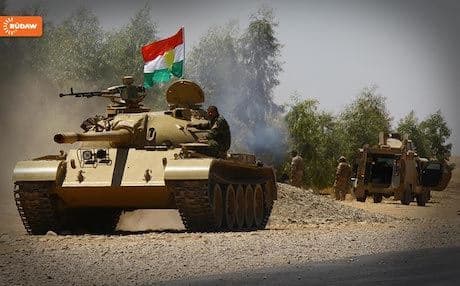 Peshmerga forces on the frontlines of Makhmour.