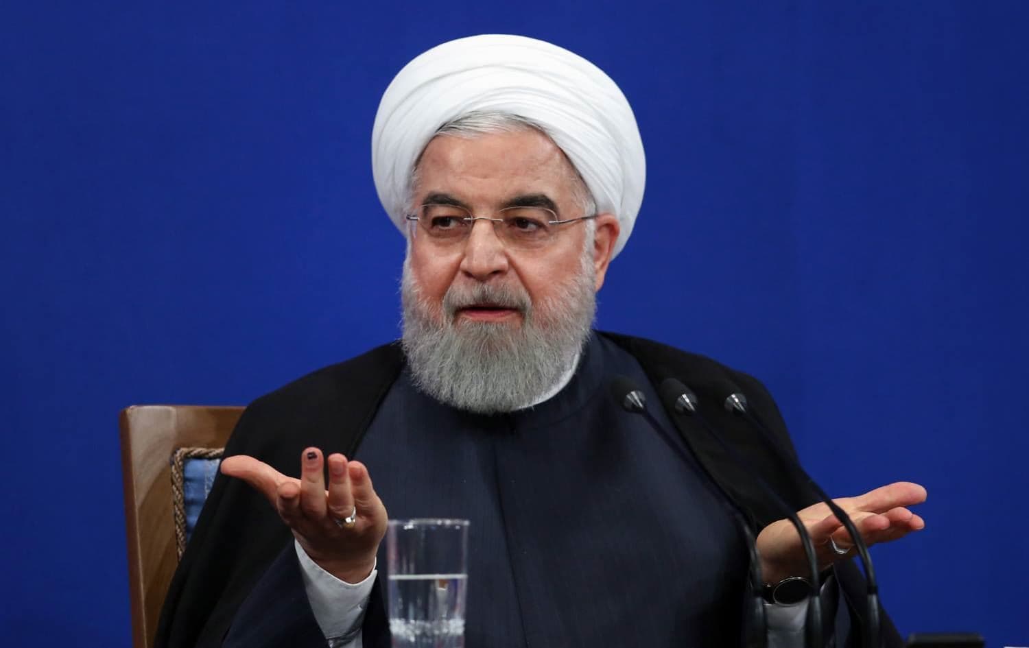 Iranian President Hassan Rouhani gestures during a press conference in Tehran on October 14, 2019. Photo: Iranian presidency/AFP
