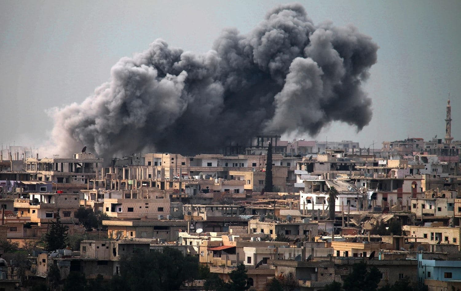 In this file photo taken on March 16, 2017 smoke billows following reported air strikes on a rebel-held area in the southern city of Daraa. File photo: Mohamad Abazeed/AFP