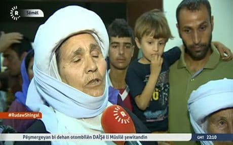 A Yezidi, among a group rescued from Mount Shingal, speaks to Rudaw TV.