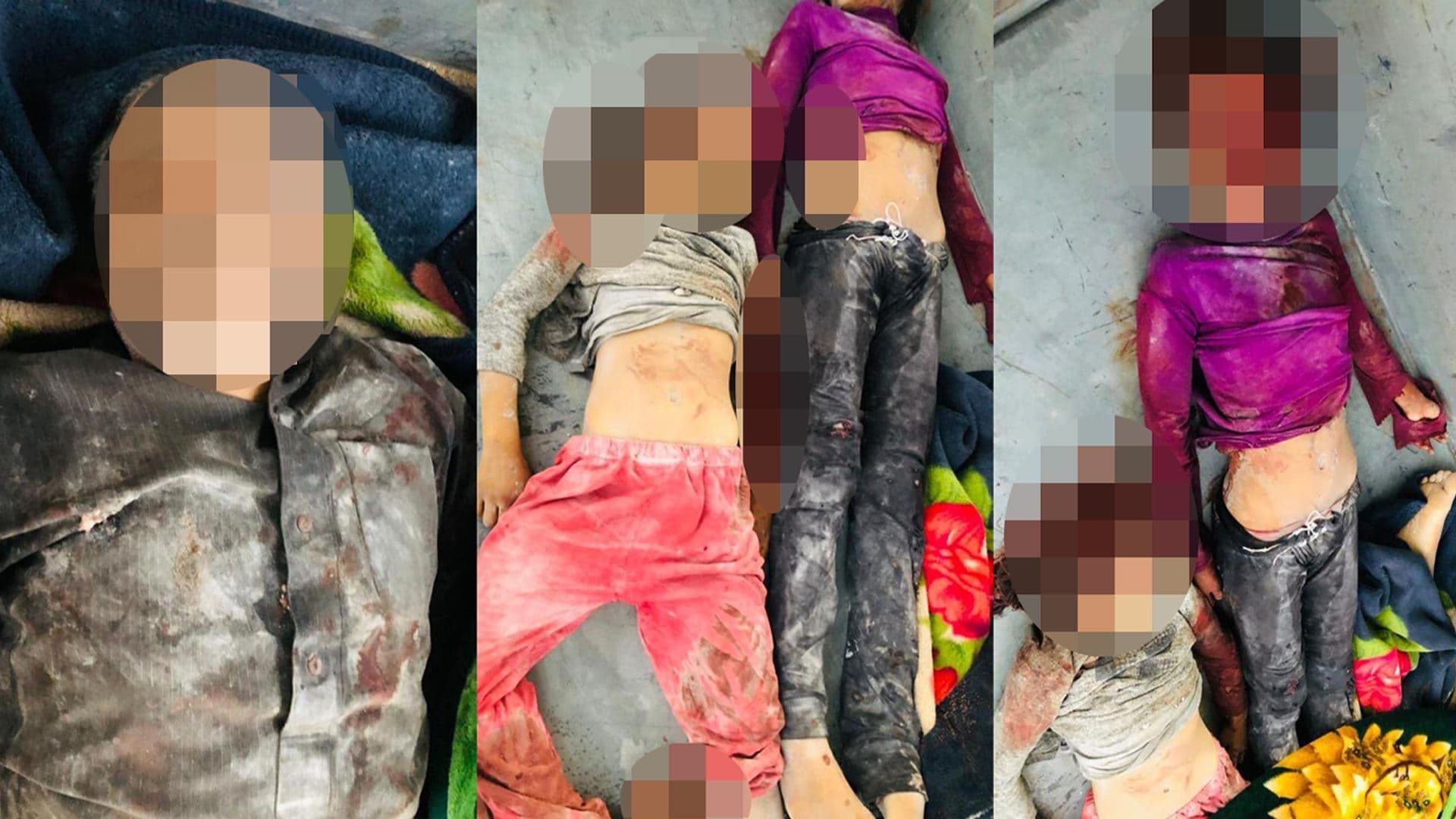 A father and three children were killed by Turkish bombing of their village near Ain Issa, northeast Syria on August 3, 2021. Photos: SDF; Graphic: Sarkawt Mohammed/Rudaw