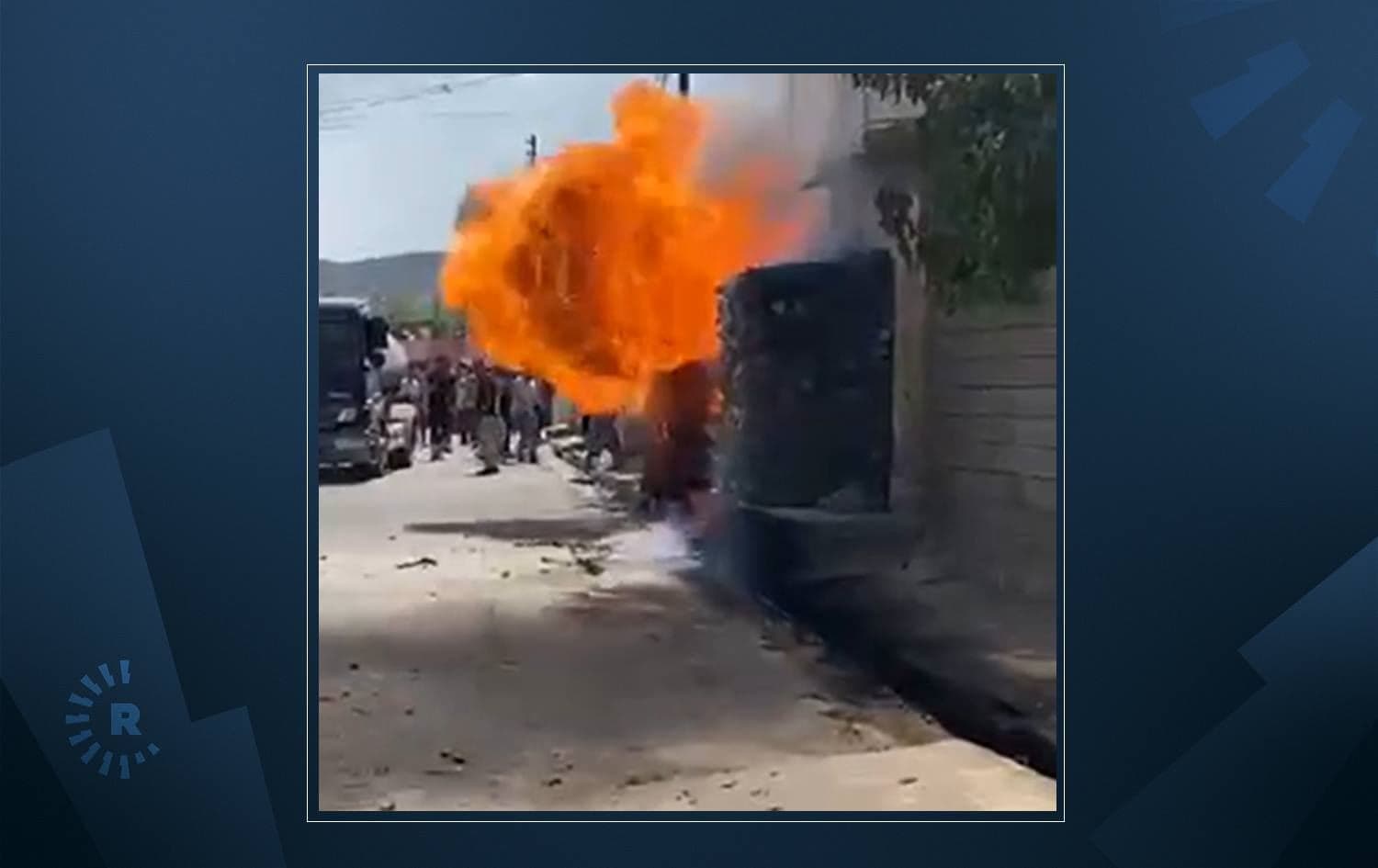 The moment a vehicle exploded. Date: August   13, 2021. Footage: submitted