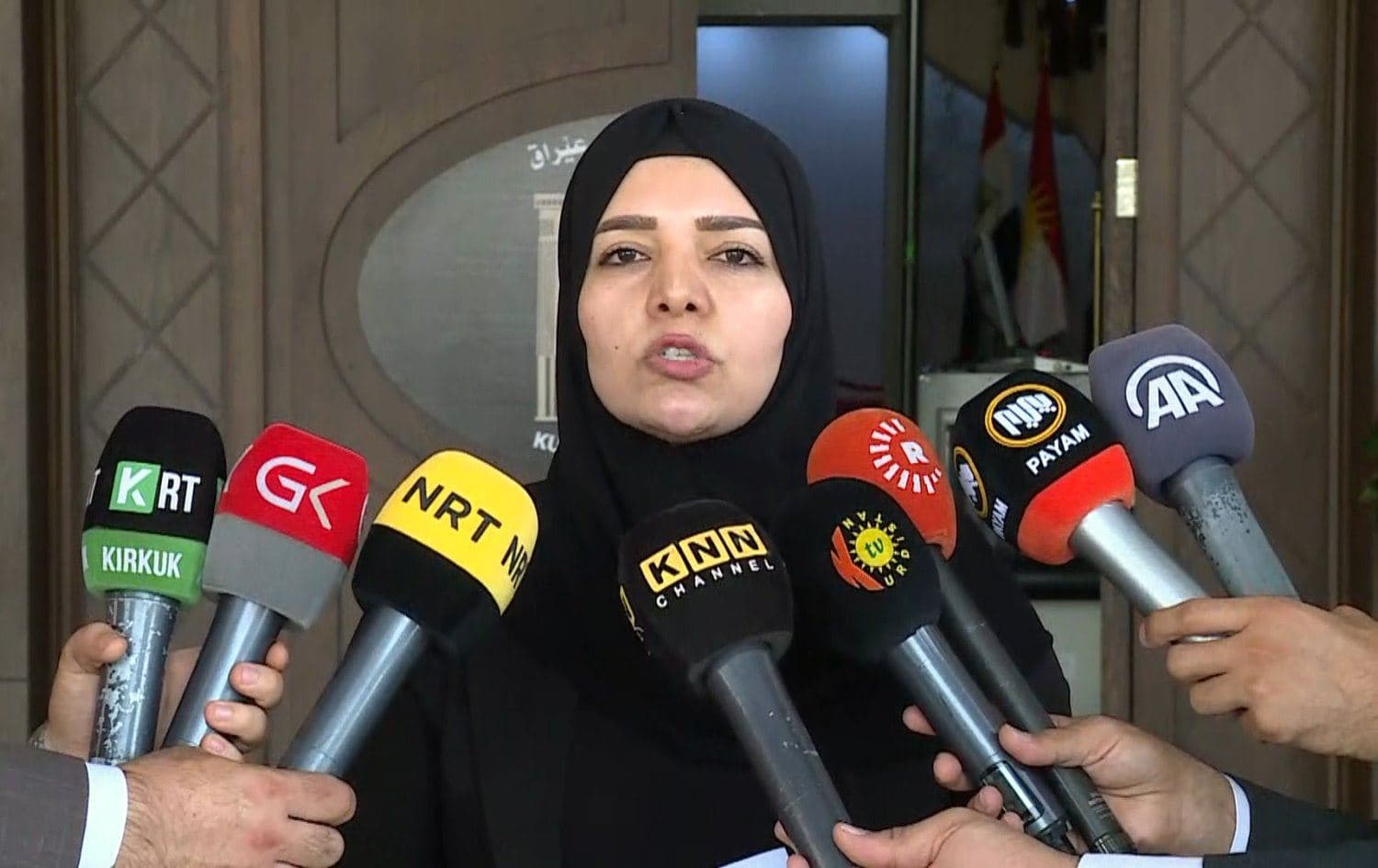 The chairwoman of Kurdistan Region Parliament’s Integrity Committee announces her resignation. September 7, 2021. Photo: Rudaw/screenshot