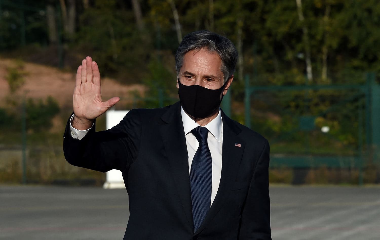 US Secretary of State Antony Blinken departs Ramstein Air Base in Germany on September 8, 2021. Photo/ Olivier DOULIERY / POOL / AFP