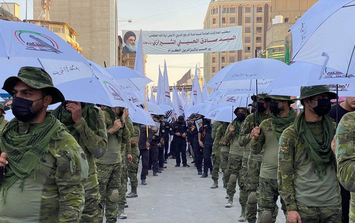 PMF fighters pictured in Karbala ahead Arbaeen pilgrimage, on September 24, 2021. Photo: PMF media