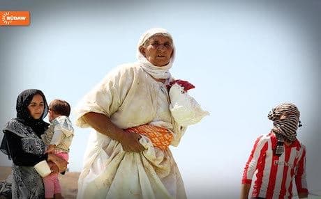 Yezidis escaping from Islamic State militants in northern Iraq. 