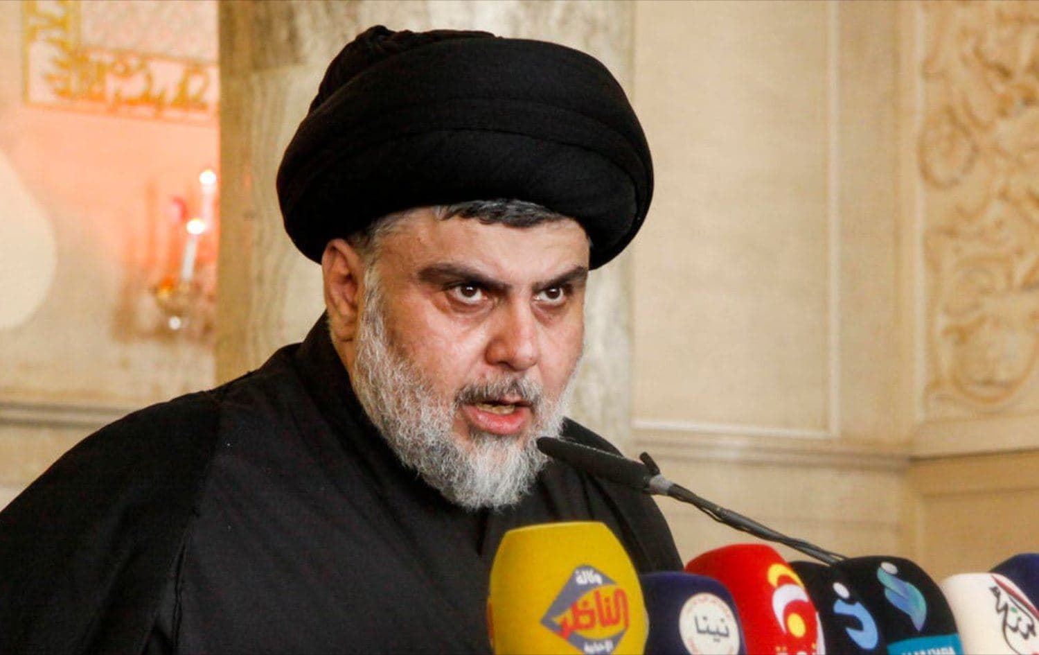 Muqtada al-Sadr addresses his supporters at the grand mosque of Kufa on September 21, 2018. Photo: AFP