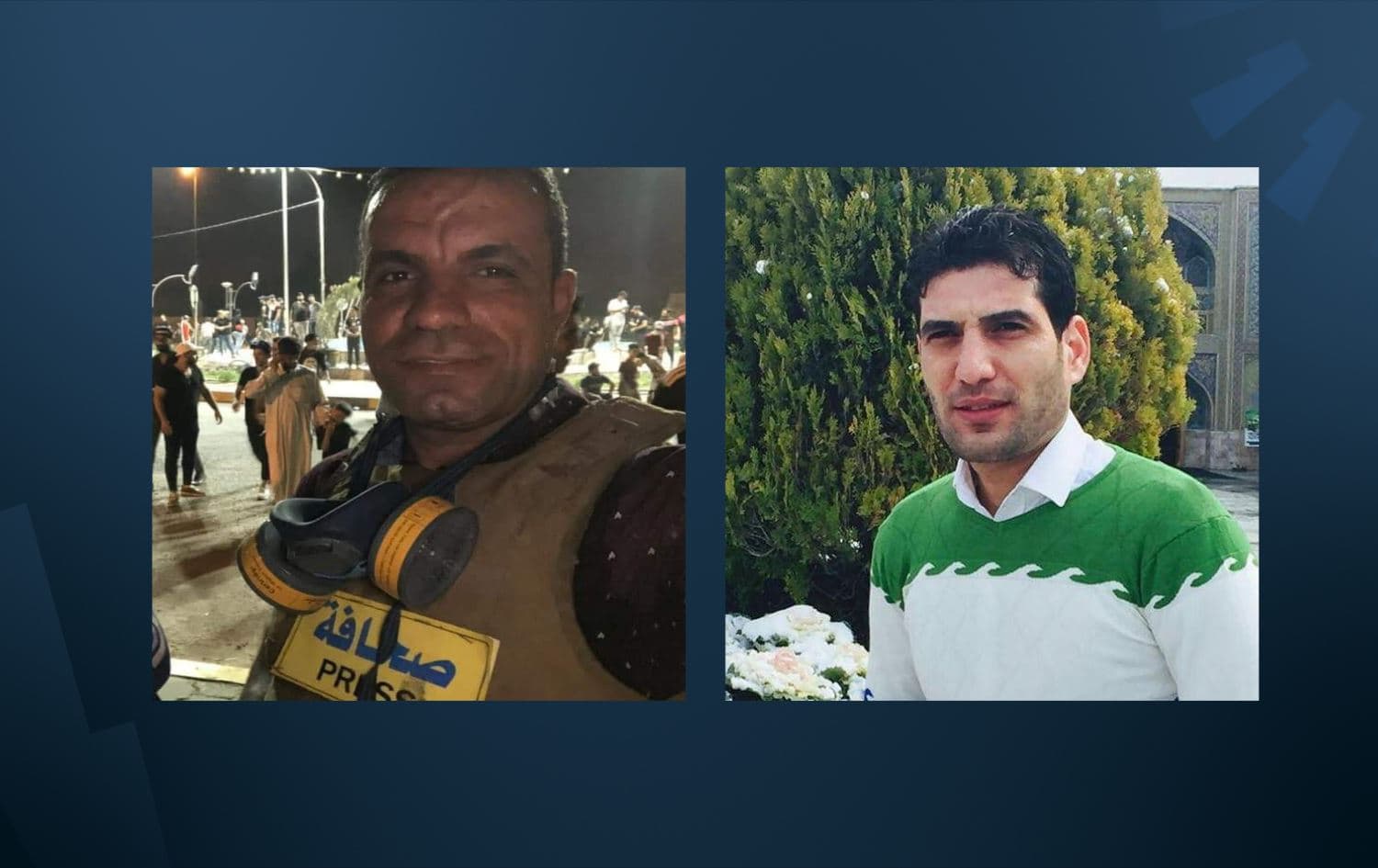 Journalist Ahmad Abd al-Samad (left) and cameraman Safaa Ghali (right). Photos: Facebook