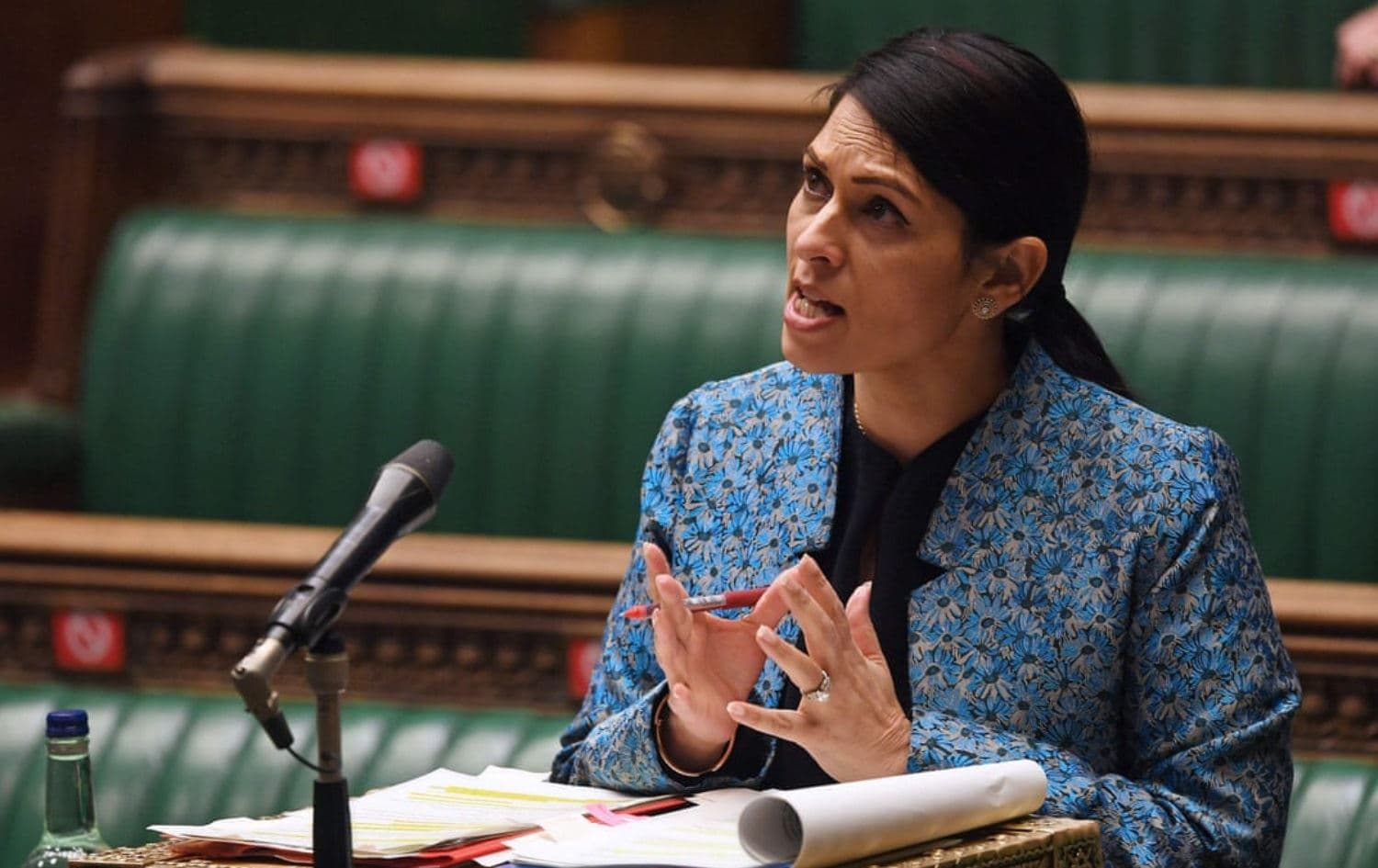 British Home Secretary Priti Patel speaking in the House of Commons on 15 March, 2021. Photograph: Jessica Taylor/ AFP/ Getty Images