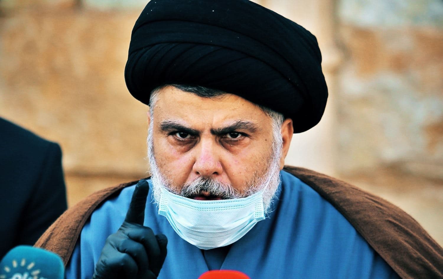 Influential Shiite cleric Muqtada al-Sadr speaking in Najaf, Iraq, on February 10, 2021. Photo: AP / Anmar Khalil