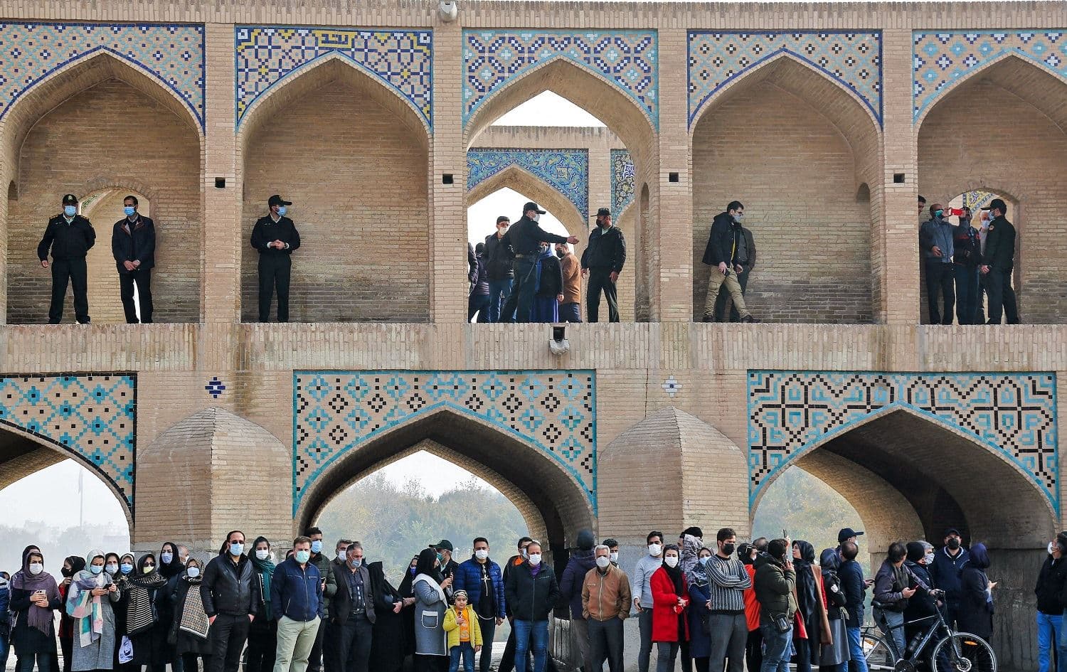 Iranians gather during a protest to voice their anger after their province's lifeblood river dried up due to drought and diversion, in the central city of Isfahan, on November 19, 2021. Photo: Fatmeh Nasr/ISNA/AFP
