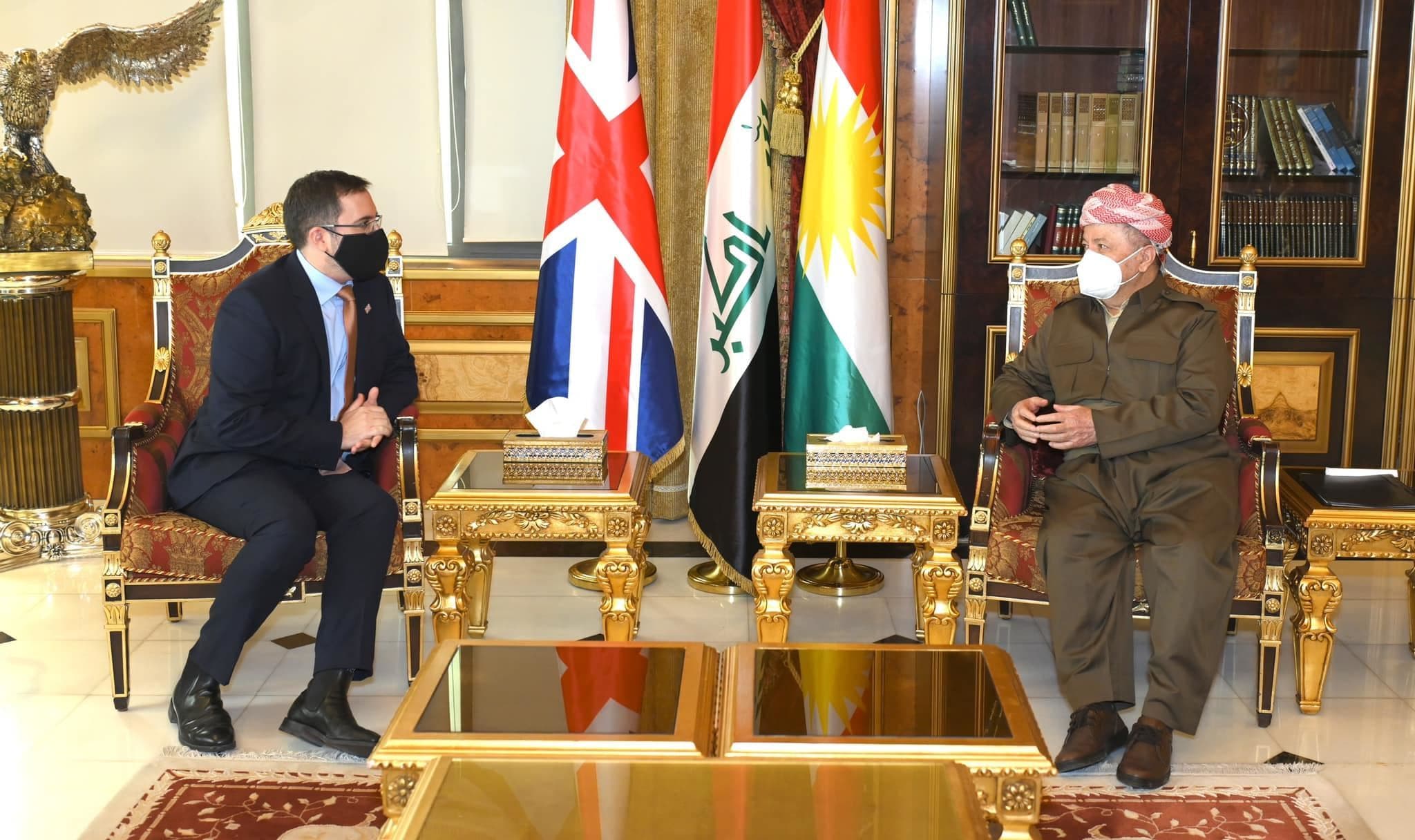 Başkan Mesud Barzani ve İngiltere'nin Bağdat Büyükelçisi Mark Bryson-Richardson 