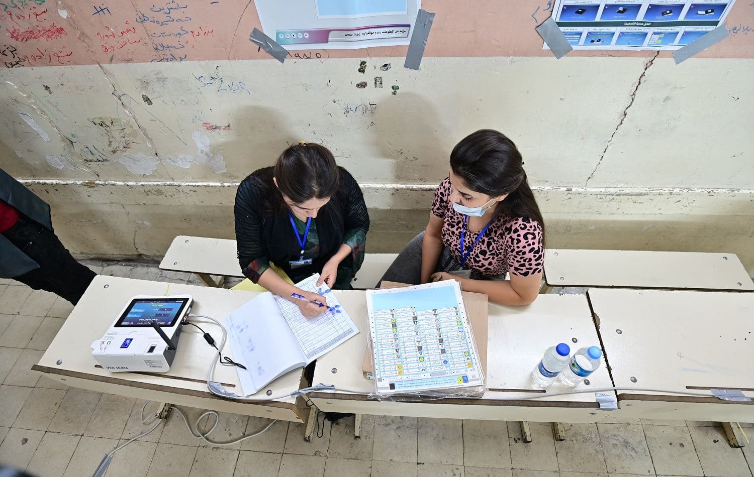 Polling station staff are pictured on election day, October 10, in Erbil. File photo: Bilind T. Abdullah/Rudaw