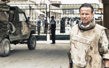 Renowned Polish actor Bartłomiej Topa in a scene from the film, shot at a studio converted to look like a street in Karbala. Photo courtesy of KRG Poland. 