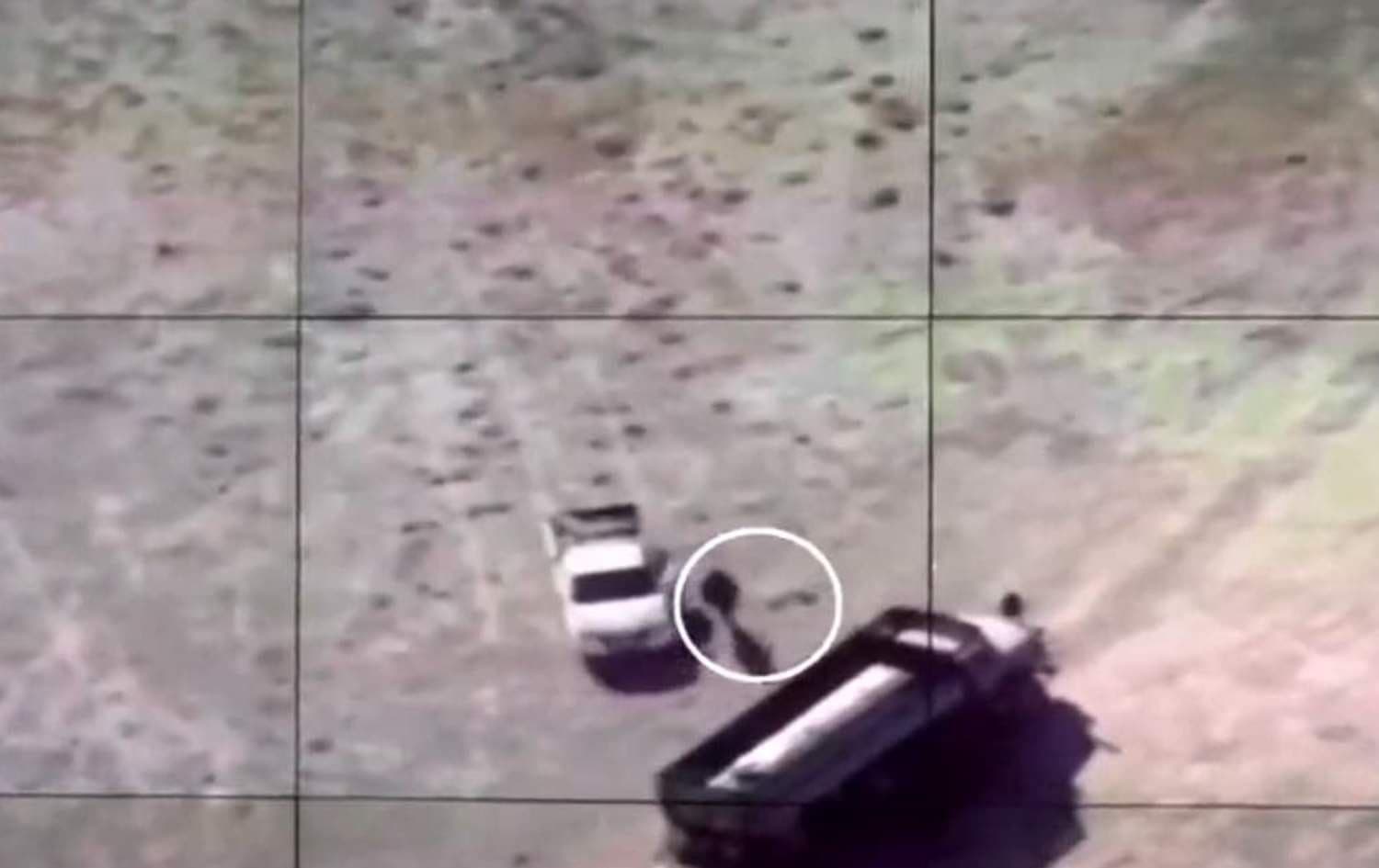 Screenshot from moments before an airstrike killed three suspected ISIS members south of the ancient Iraqi city of Hatra on January 22, 2022. Photo: Security Media Cell/Twitter
