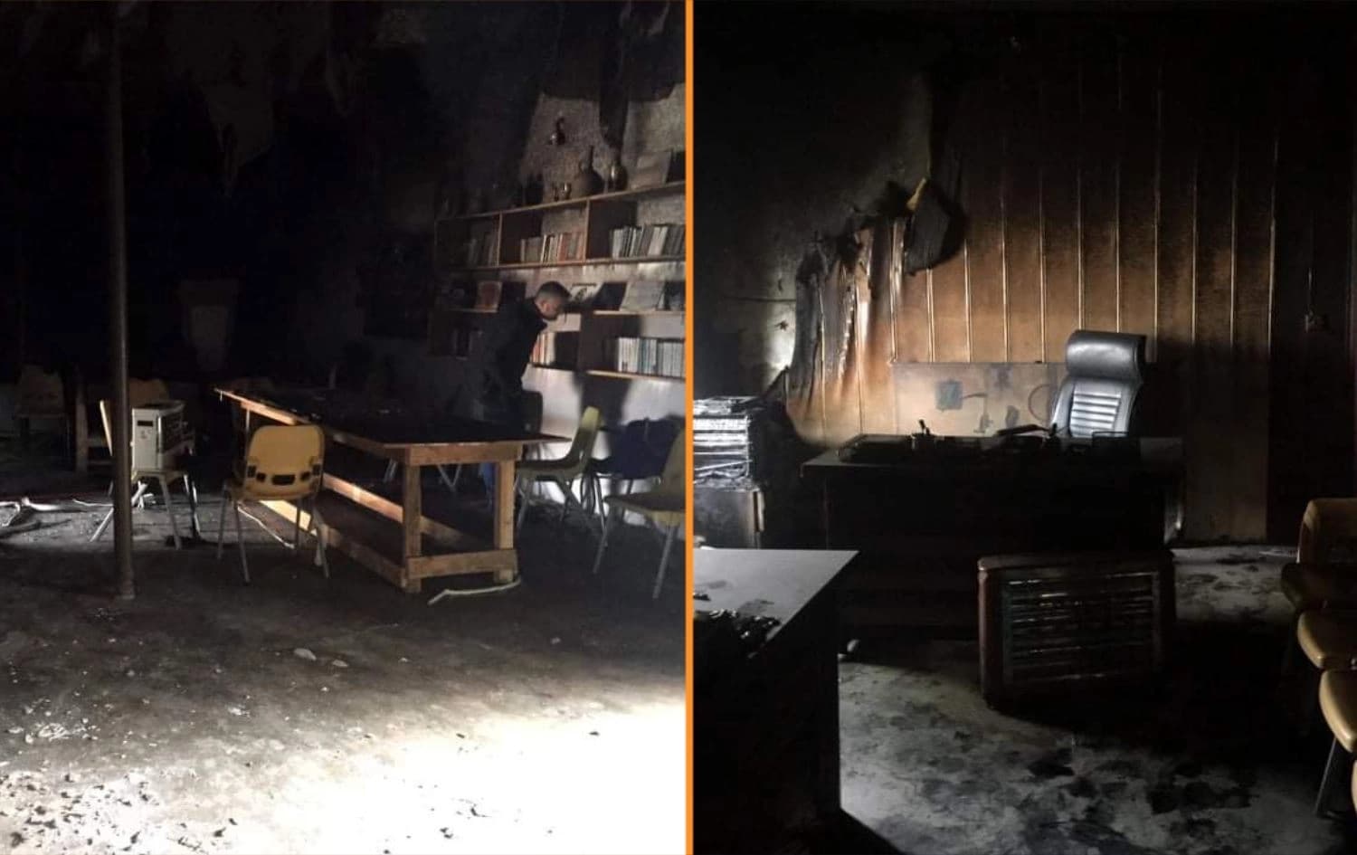 Aftermath of the fire at HAUKARI organization office in Kifri on January 28, 2022. Photo: Rudaw