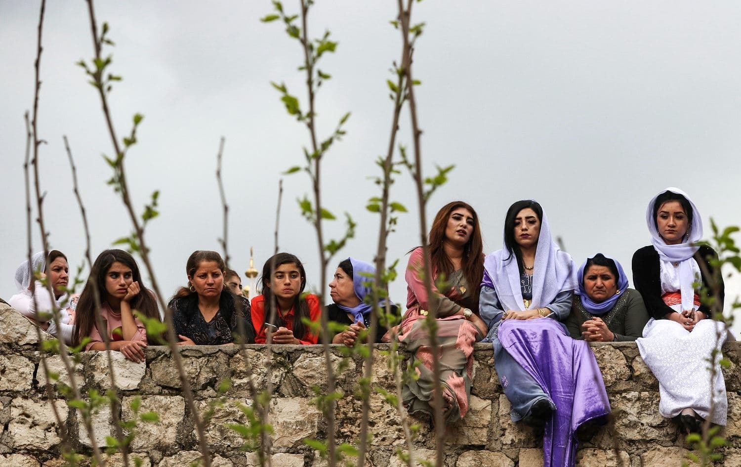  Yazidi women pictured at their holy temple of Lalish. Photo: Safin Hamed/AFP 