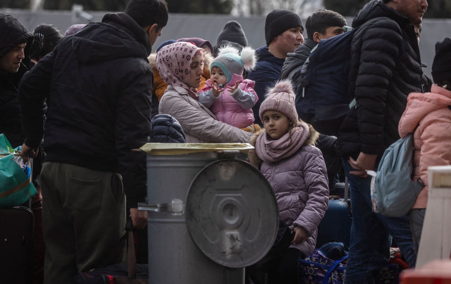 Refugees from Ukraine arriving at a border crossing in Poland on March 2, 2022. Photo: Wojtek Radwanski/AFP