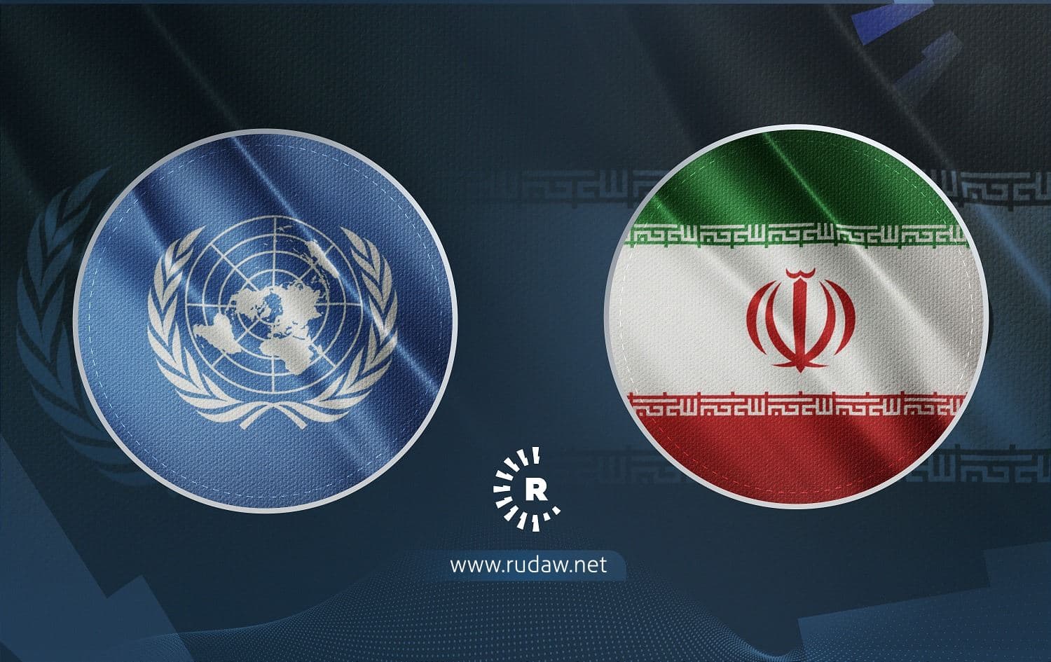 UN logo (left) and Iranian flag. Graphic: Rudaw