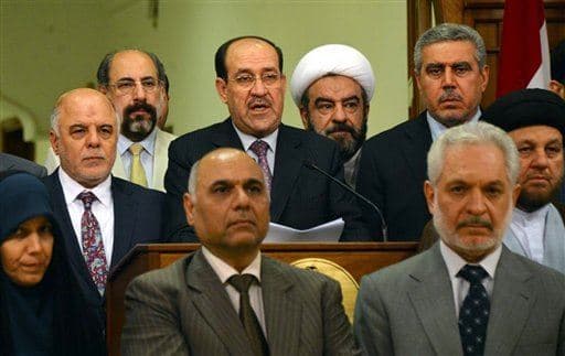Iraqi Shiite leaders, including Prime Minister Haider al-Abadi and his predecessor Nouri al-Maliki. Photo: AFP