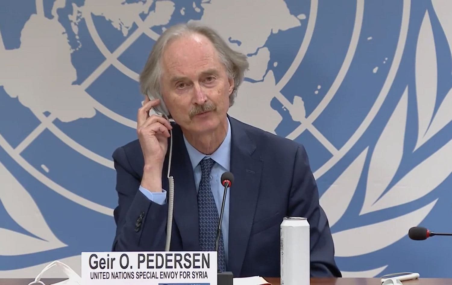 UN Special envoy for Syria Geir Pedersen during a press conference in Geneva on October 17, 2021. Photo: Screenshot/UN video 