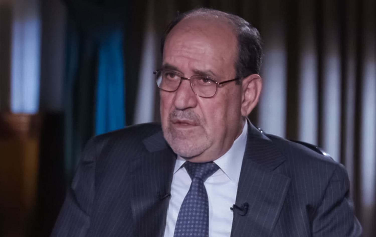 Nouri al-Maliki speaking in an interview with al-Ahad TV Channel on April 28, 2022. Photo: Screenshot/al-Ahad TV