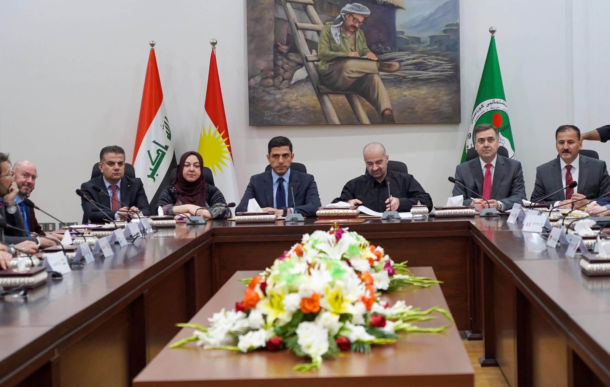 PUK co-chair Bafel Talabani (centre right) at the political bureau, alongside foreign representatives in the Kurdistan Region, on April 28, 2022. Photo: Bafel Talabani/Facebook