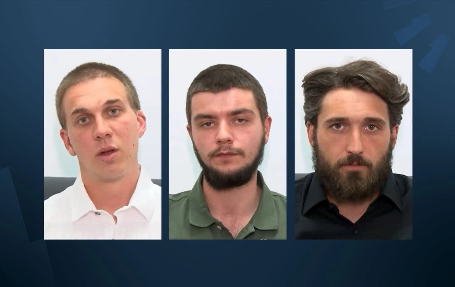Jean Devol (left), Emre Edwards (center), and Vincent Mark Alexander (right) appearing on the video footage published by the Kurdistan Region Security Council on May 4, 2022. Graphic: Rudaw