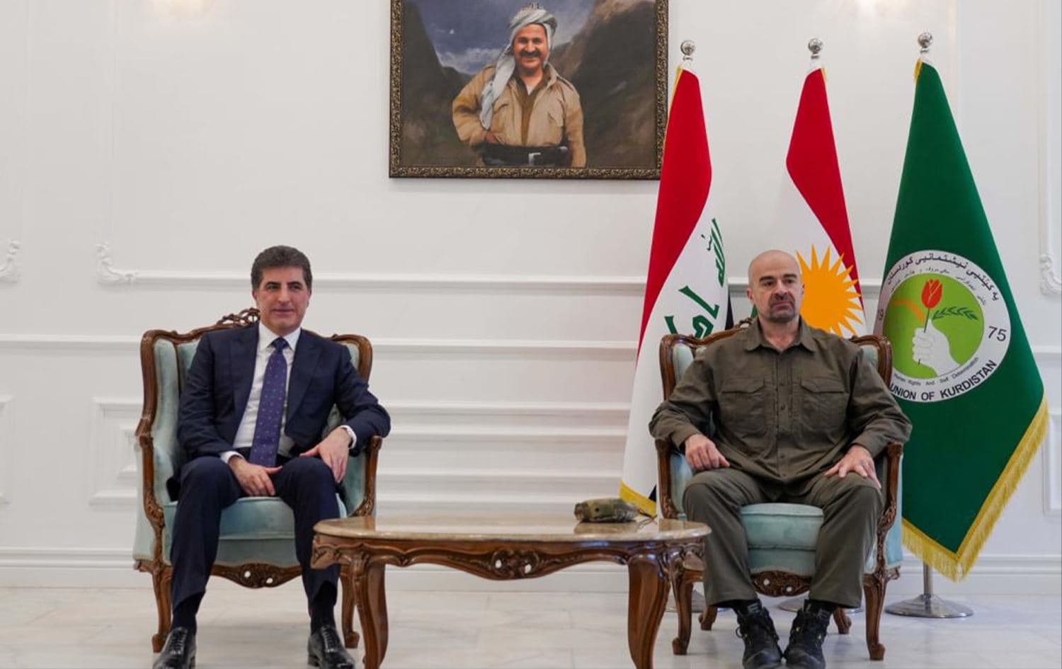 Kurdistan Region President Nechirvan Barzani met with co-chair of the Patriotic Union of Kurdistan (PUK) Bafel Talabani in Sulaimani on May 22, 20222. Photo: PUK Media 