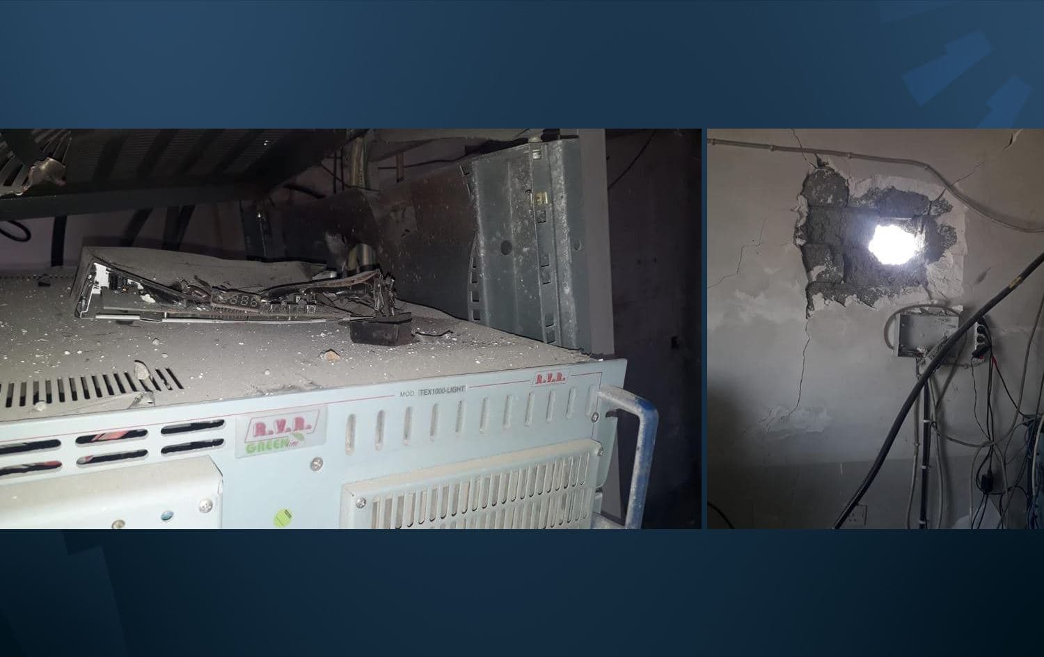 Broadcasting equipment damaged in rocket attack on Khani media agency in Duhok on May 24, 2022. Photo: Duhoktv