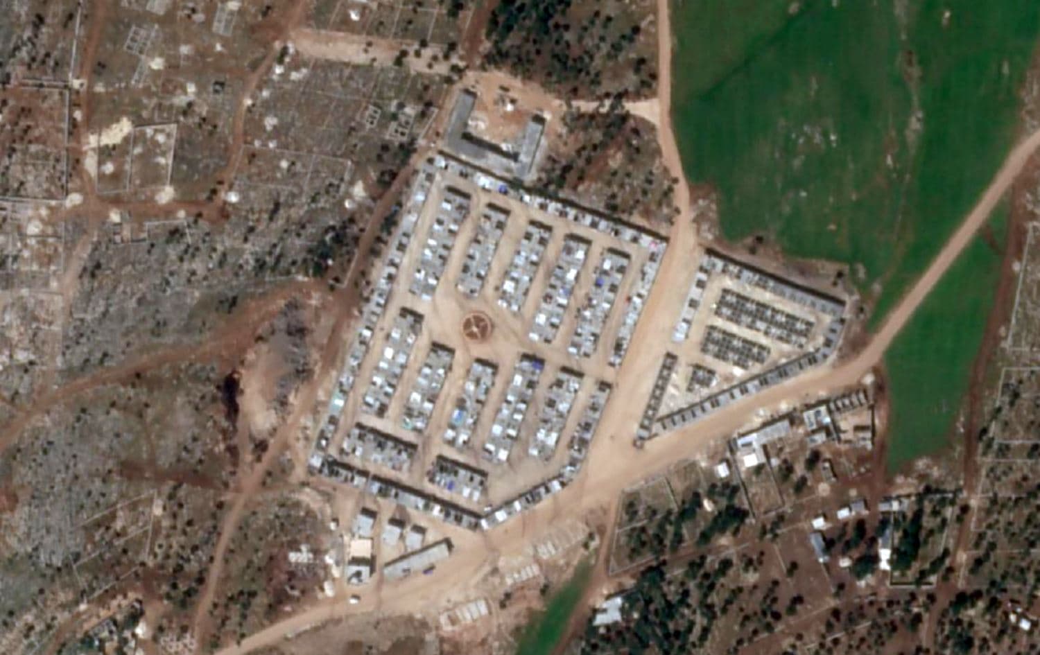 Satellite view of a settlement in the Kurd Mountains built for SNA fighters on March 28, 2022. Photo: STJ