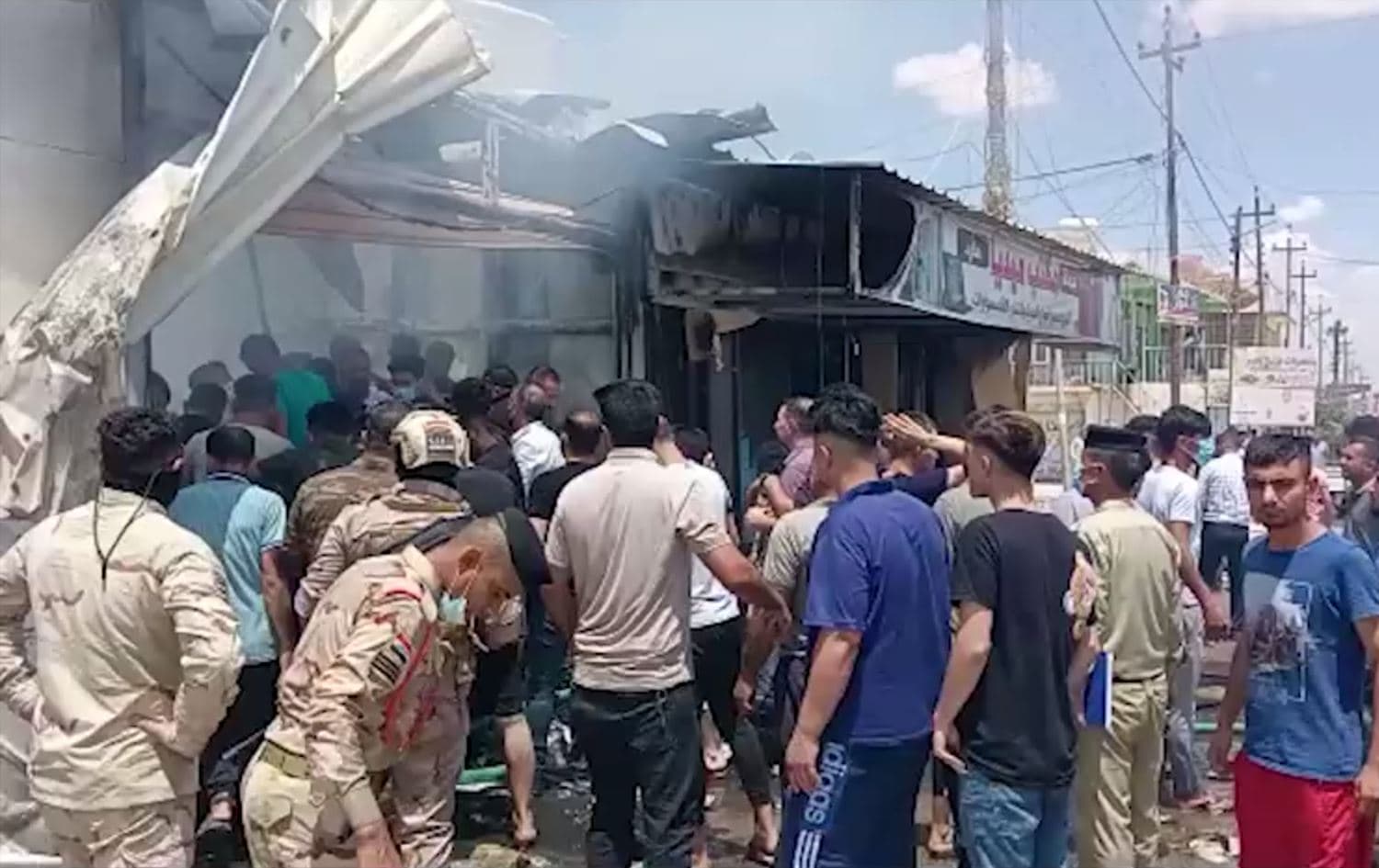 Scenes from the YBS headquarters drone attack in Shingal, Iraq on June 15, 2022. Photo: screenshot/Firat News Agency