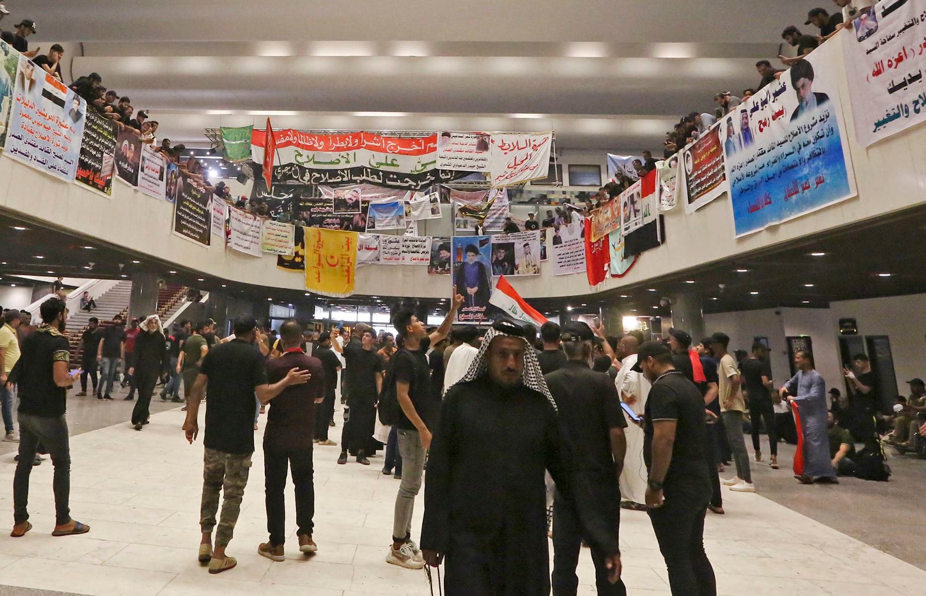Sadr supporters at the parliament building on August 2, 2022. Photo: AFP