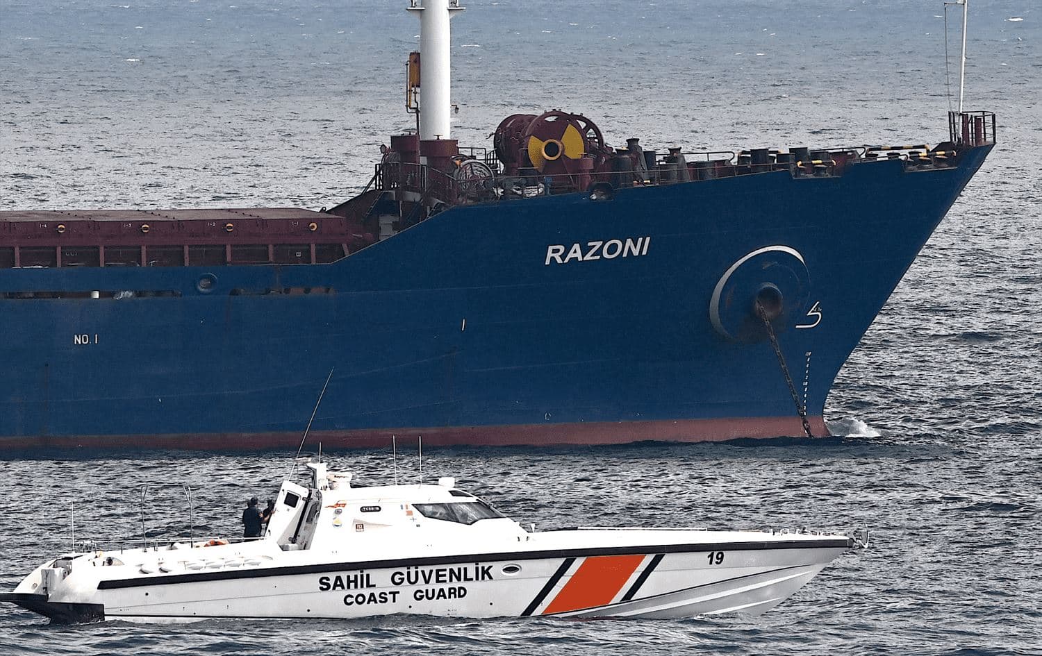 A cargo ship carrying 26,000 tonnes of corn from Ukraine, off the coast of north-west Istanbul, Turkey on August 3, 2022. Photo: Ozan Kose/AFP