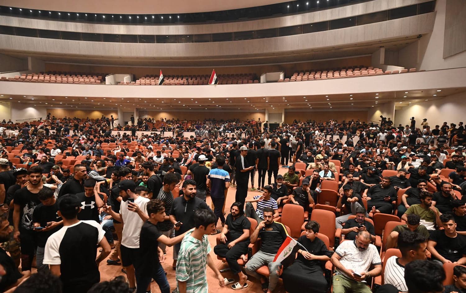Sadrist protesters inside the building of the Iraqi parliament in Baghdad on August 4, 2022. Photo: Bilind T. Abdullah/Rudaw