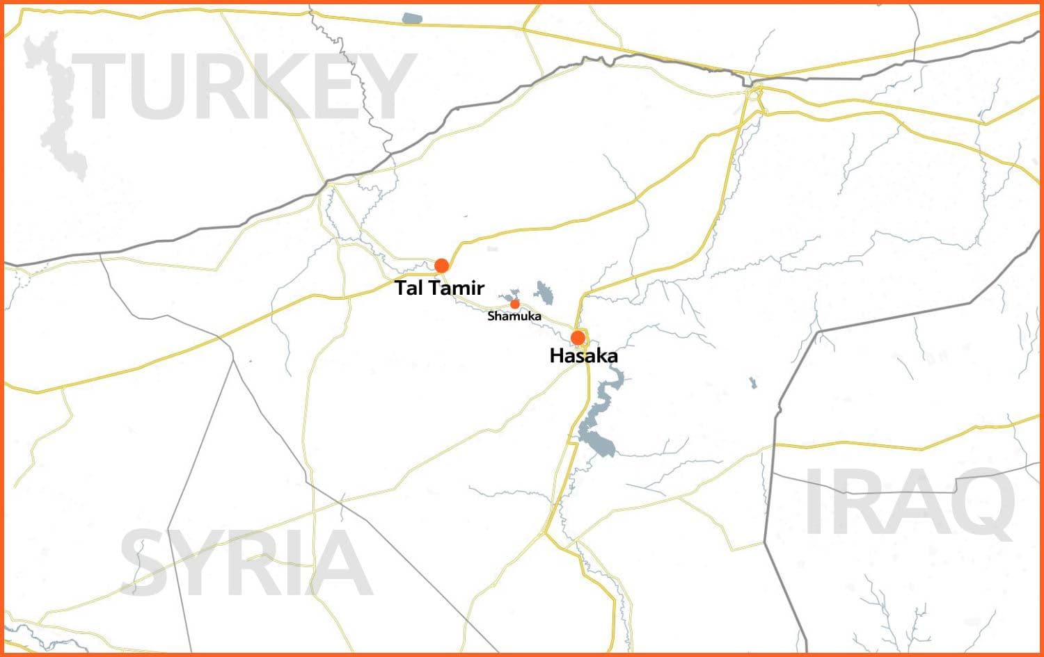 Map of Shamuka village in northeast Syria which was targeted by a suspected Turkish drone on August 19, 2022. Credit: Google Maps