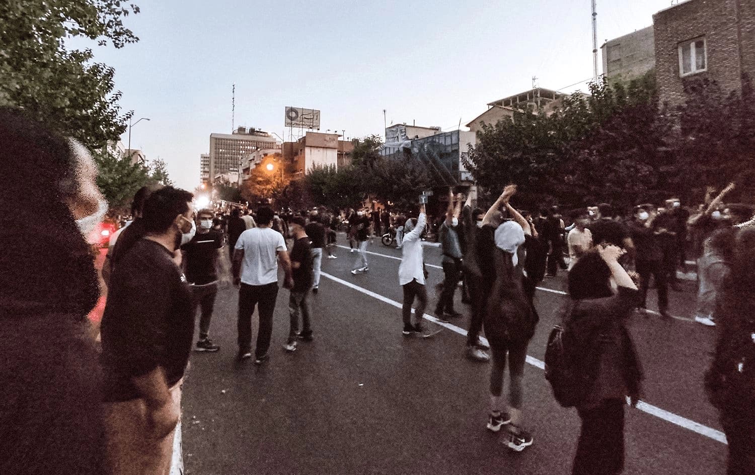 A picture obtained by AFP outside Iran on September 21, 2022, shows Iranian demonstrators taking to the streets of the capital Tehran during a protest for Mahsa Amini, days after she died in police custody.  Photo: AFP