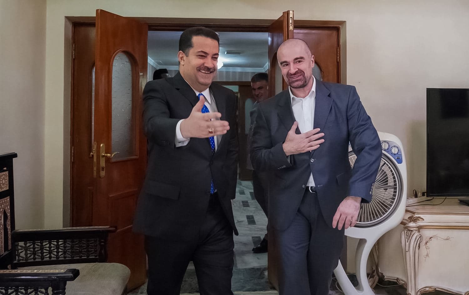 Patriotic Union of Kurdistan (PUK) leader Bafel Talabani met with the Coordination Framework’s candidate for Iraq’s premiership Mohammed Shia' al-Sudani in the Iraqi capital Baghdad on October 11, 2022. Photo: Talabani's office