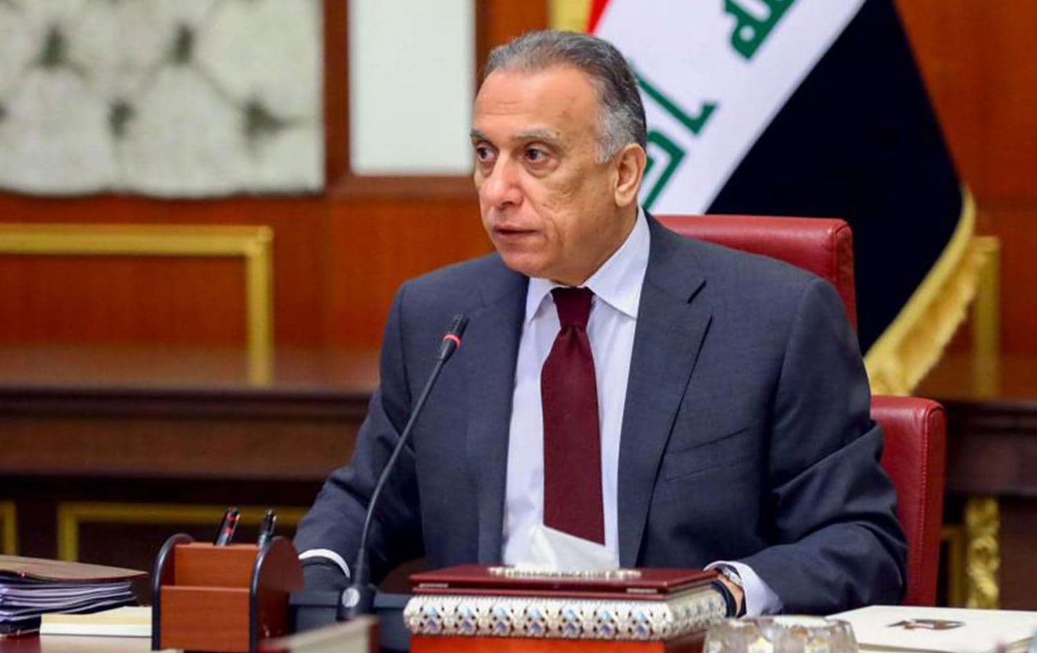 Iraqi Prime Minister Mustafa al-Kadhimi chairing a ministerial meeting. Photo: AFP