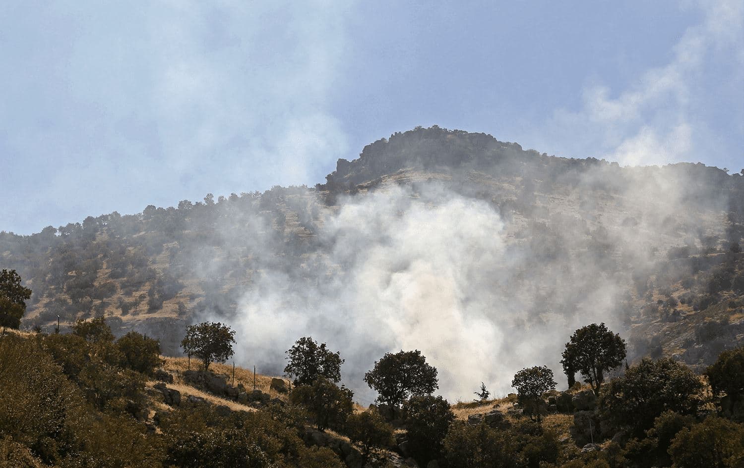 Smoke billows following an Iranian cross-border attack in the area of Zargwez on September 28, 2022. Photo: AFP
