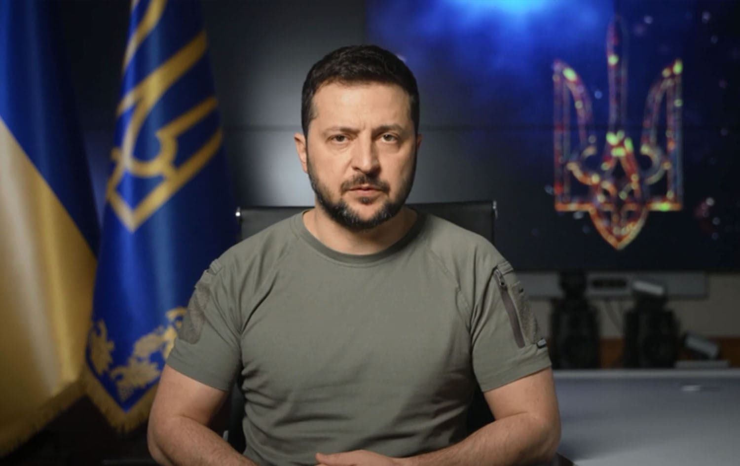 Ukrainian President Volodymyr Zelensky addressing the Haaretz Democracy Conference on October 24, 2022. Photo: Screengrab/Haaretz
