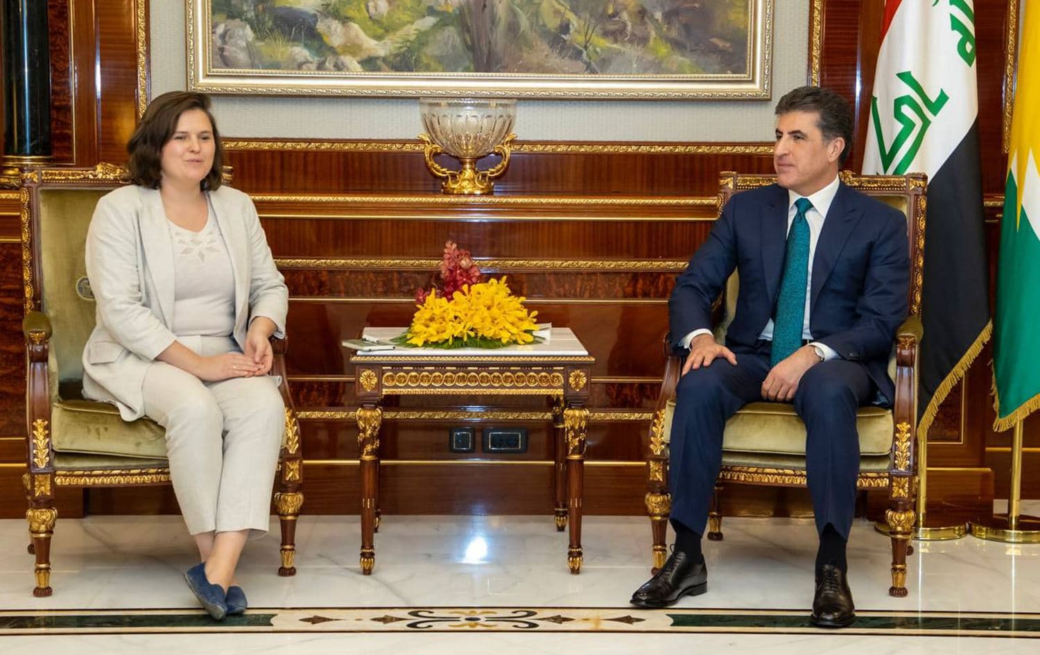 Kurdistan Region President Nechirvan Barzani meeting with a German parliamentary delegation led by MP Sara Nani on October 26, 2022. Photo: Office of the President 