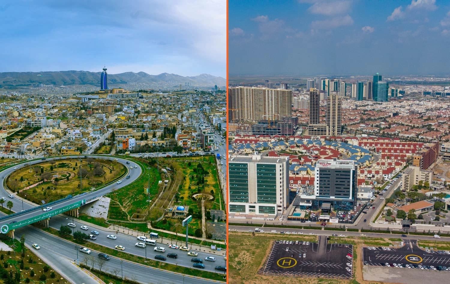 وێنەی گشتیی شاری هەولێر و سلێمانی