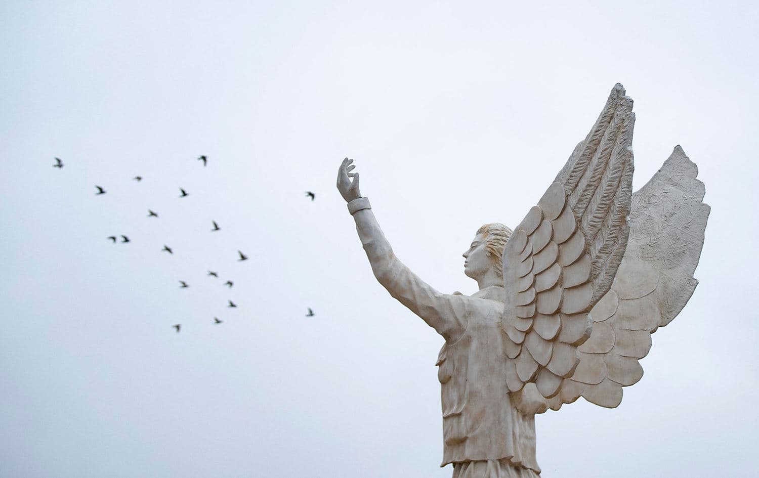 Birds fly above the "Free Woman" statue in the square of the same name in the Kurdish-majority northern Syrian city of Kobane, on November 25, 2022, during a rally on the 'International Day for the Elimination of Violence Against Women'. Photo: Delil Souleiman/AFP