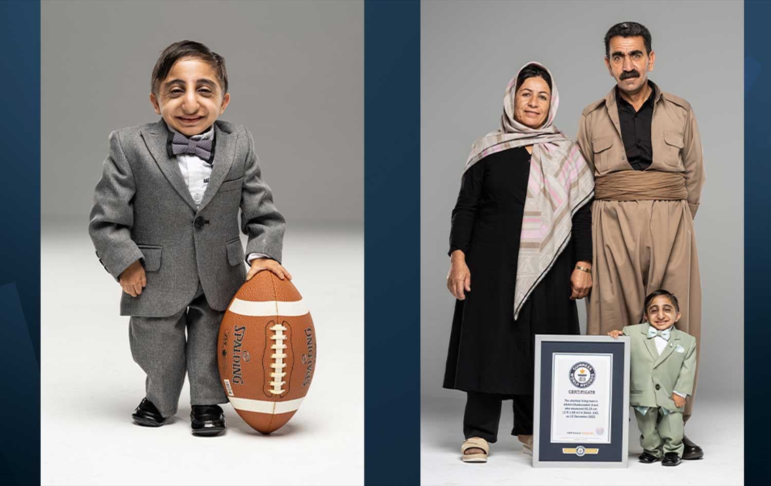 Afshin Esmaeil Ghaderzadeh and his parents pose for a photo in Dubai. Photo: Guinness World Records 