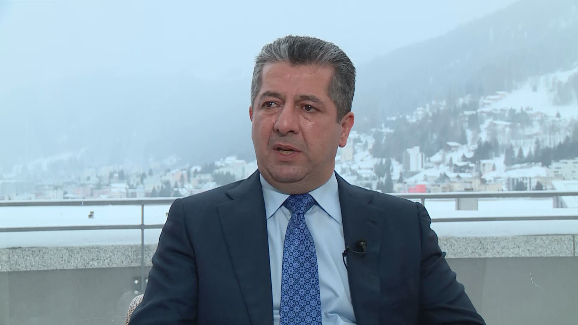 Kurdistan Region Prime Minister Masrour Barzani speaking to reporters on January 19, 2023. Photo: Rudaw