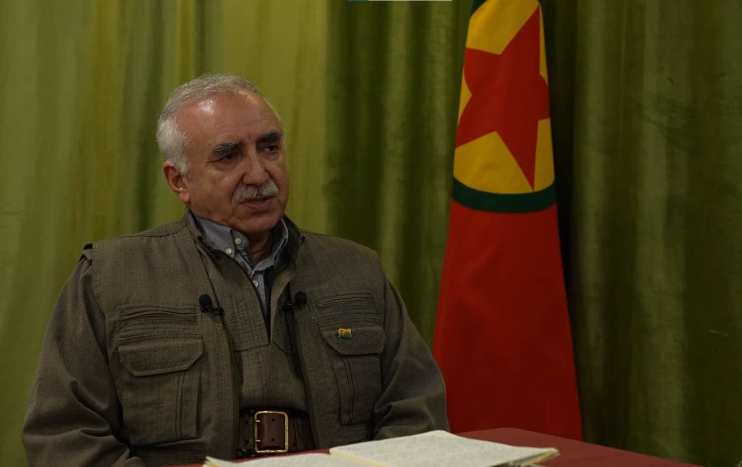 PKK commander Murat Karayilan speaking to Sterk TV during an interview aired on February 2, 2023. Photo: Sterk TV