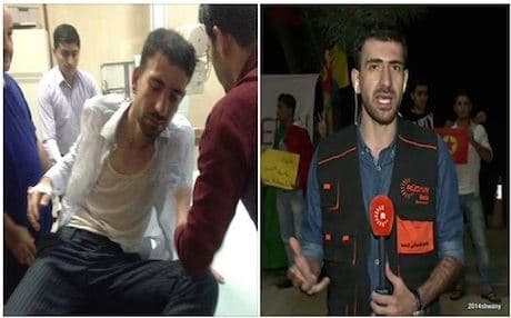 Muhammad Izzadin, Hejar Argushi and Zardasht Khan, a Rudaw TV crew were seriously wounded by a group of protesters who attacked them with knives and rocks.