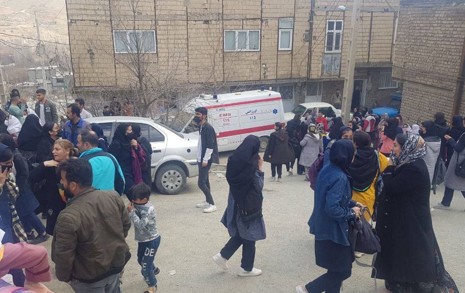 The aftermath of an attack on a girls school in Nanla village in Sanandaj on February 6, 2023. Photo: Iranian social media