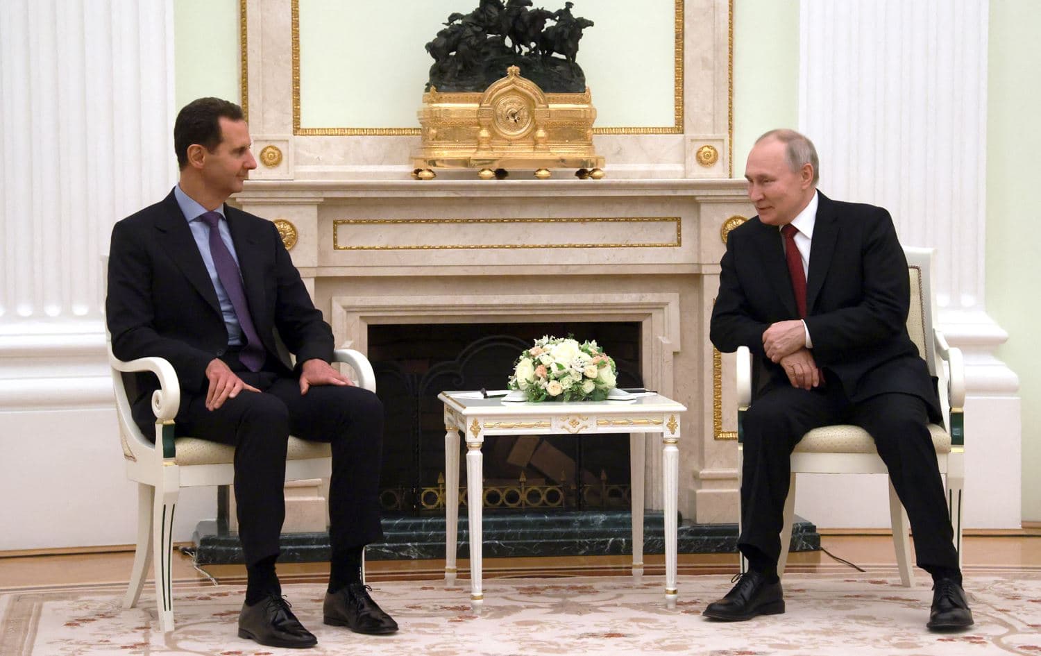 Russian President Vladimir Putin (right) meets with his Syrian counterpart Bashar al-Assad (left) at the Kremlin in Moscow on March 15, 2023. Photo: Vladimir Gerdo / SPUTNIK / AFP